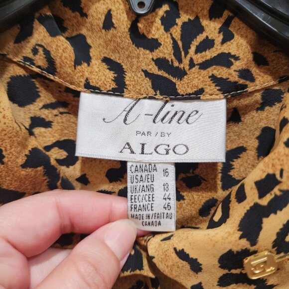 Vintage Algo Blouse Women's Size 16 Leopard Print Short Sleeve Button Down - Picture 10 of 10